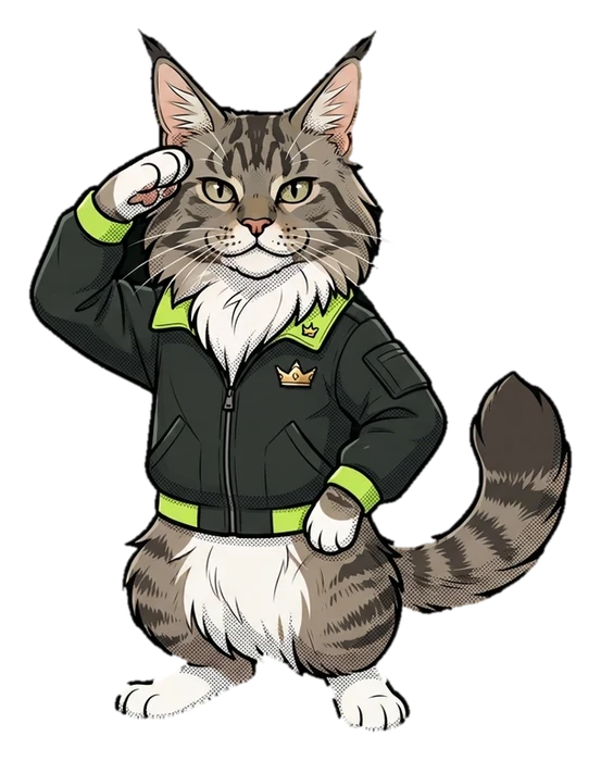 Sheba the cat giving a salute